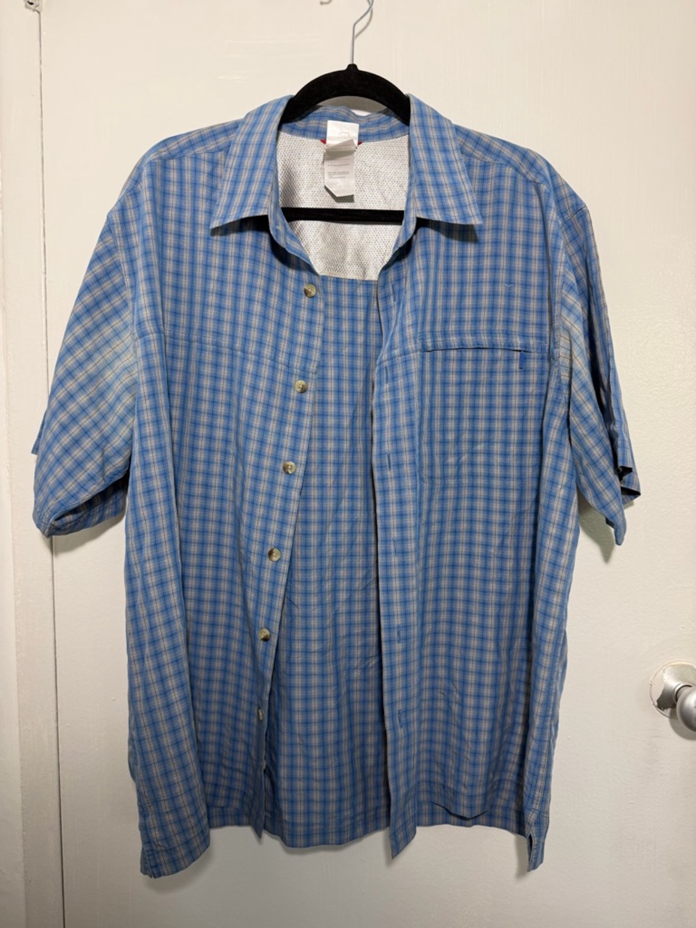 The North Face Men's Blue Plaid Short Sleeve Button-Up Shirt